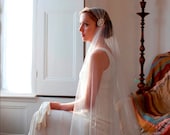 Juliet Cap Wedding Veil. Ivory tulle, with removable Rhinestone Hair Clips. Flapper,1920s Veil, 1930s Veil.Agnes Hart
