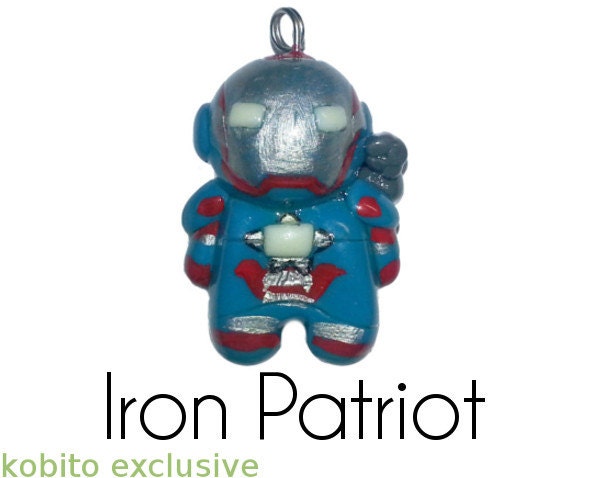 GLOWING Iron Patriot Cell Phone Charm: Iron Man 3 inspired