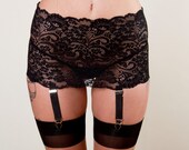 Black Stretch Lace 4 Clip Garter Skirt