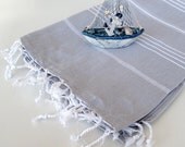 Gray PESHTEMAL Towel,NATURAL Cotton ,Eco Friendly ,High Quality Hand Woven Turkish Cotton Bath,Beach,Spa,Yoga,Pool Towel