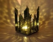 Candle Holder Stained Glass Olive Green