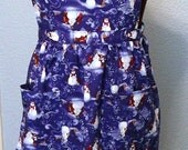 Reduced - Dark Blue Apron with Snowpeople