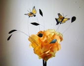 Yellow Rose Floatiing Butterflies Fascinator Headband