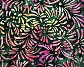 Batik Cotton Fabric, 1 Yard, Petals, Dark Green, Pink, Batavian Batiks, Quilt, Quilting, Pillow, Wallhanging, Home Decor, Crafts, Gift