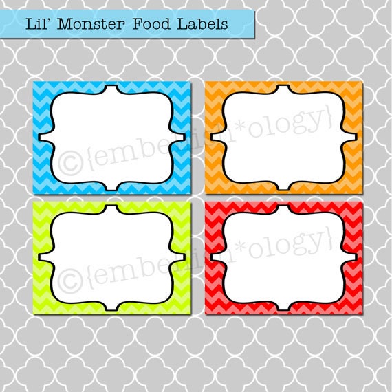 Lil' Monster Birthday Bash - Printable Food Labels/Place Cards