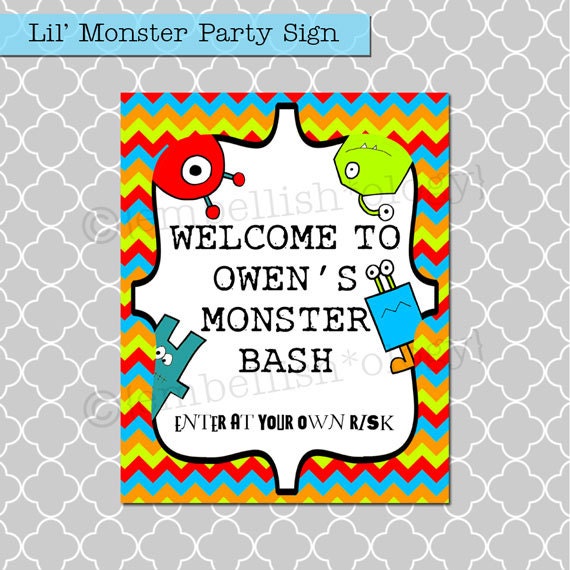 Lil' Monster Birthday Bash - Printable Party Sign