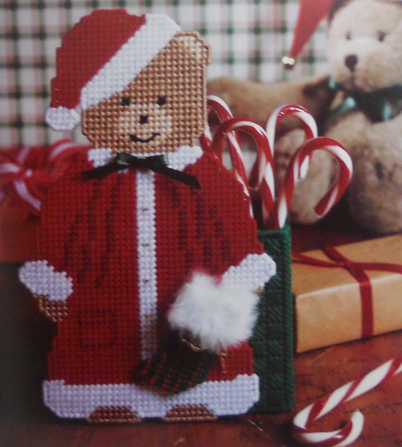 SANTA BEAR Candy Keeper - Santa Claus Coaster Set - Christmas Plastic Canvas PATTERNS