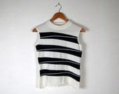 70s Nautical Striped Knit Vest / Top Sz s - m