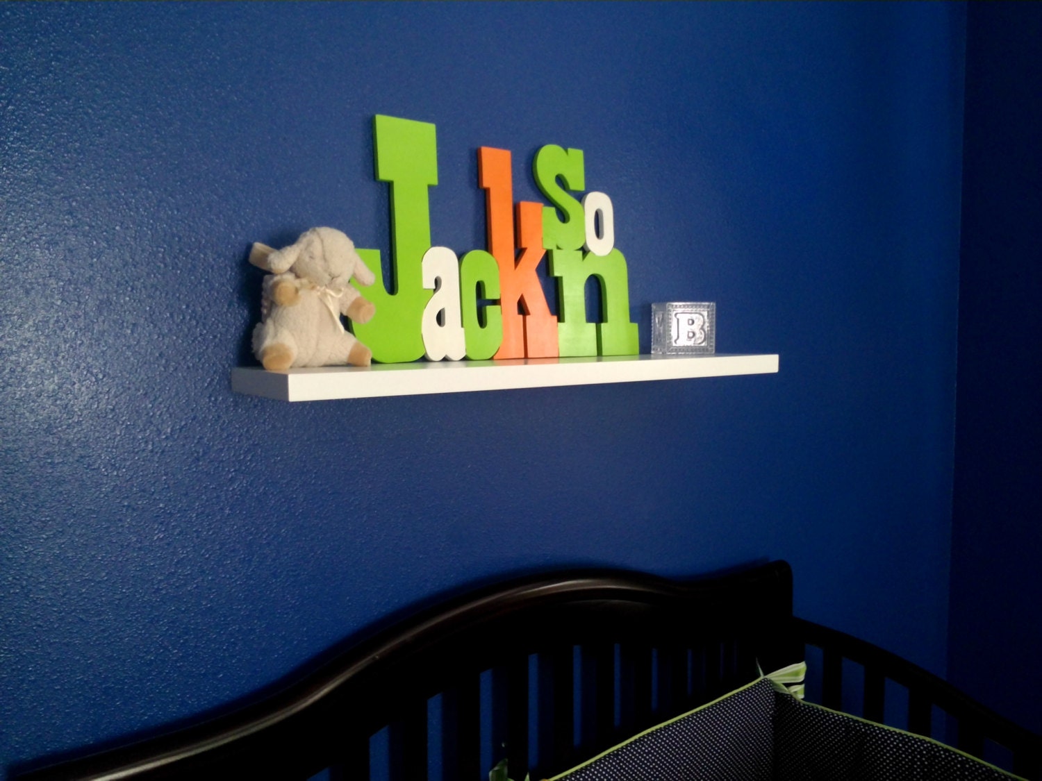 Extra Large Size Custom Wooden Name Block, Wall or Shelf Decor, Bright Color Letters, Childs Room