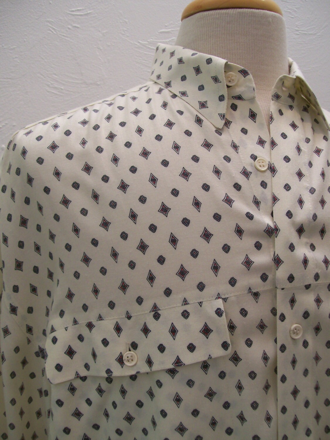 mens oversized 1980s foulard print soft shirt L