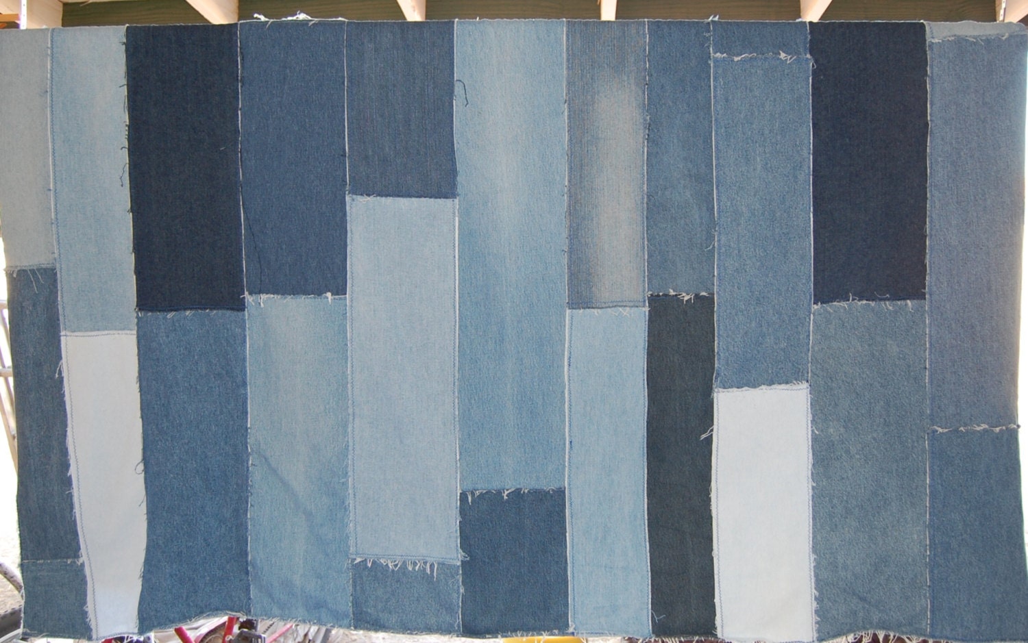 Recycled Jeans Quilt Picnic Blanket Tablecloth 80 X 82 inches Concert Seating Camping