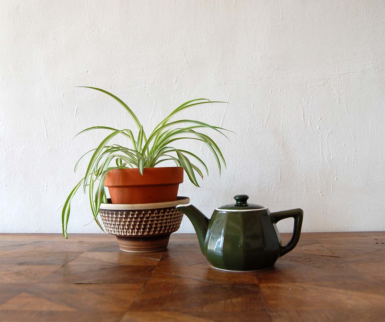 French Mid Century Dark Green Teapot