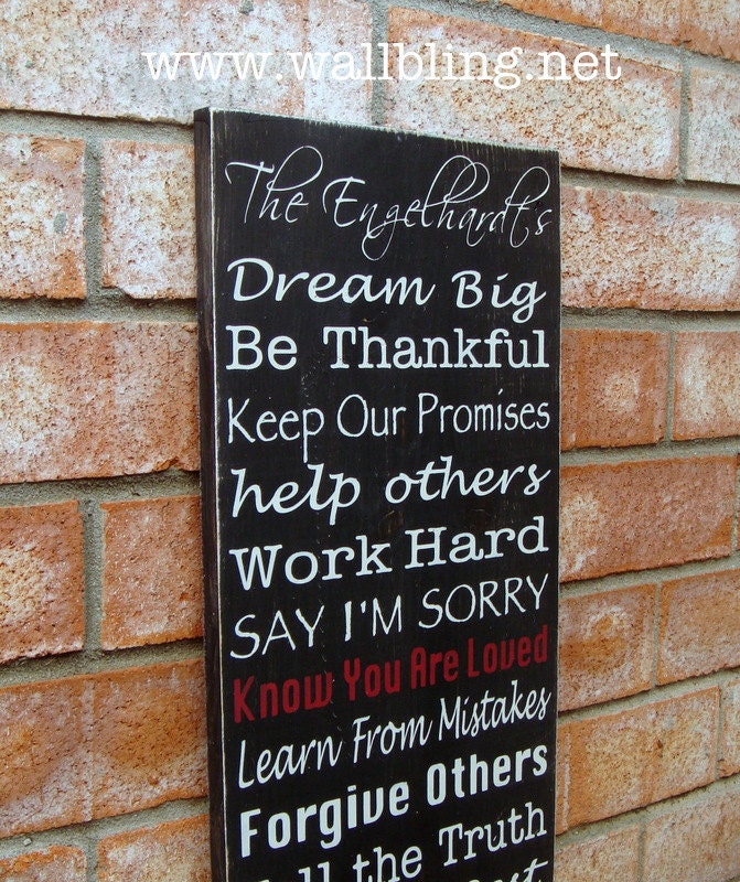 PERSONALIZED Family Rules Wood Sign - Custom Wording