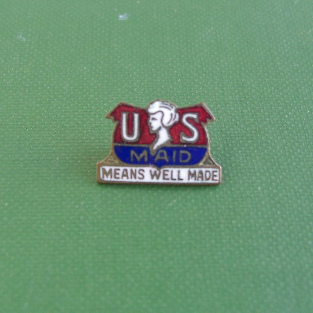 Vintage US MAID Lapel Pin - red, white, blue enamel