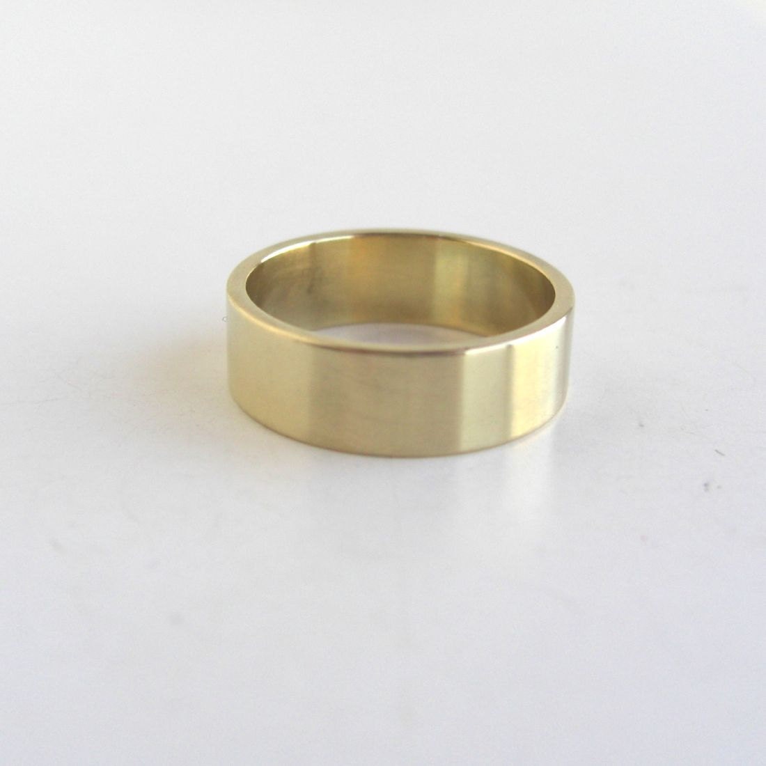 Solid Brass Band / Gold Ring - Vintage Polished - Size 7.75