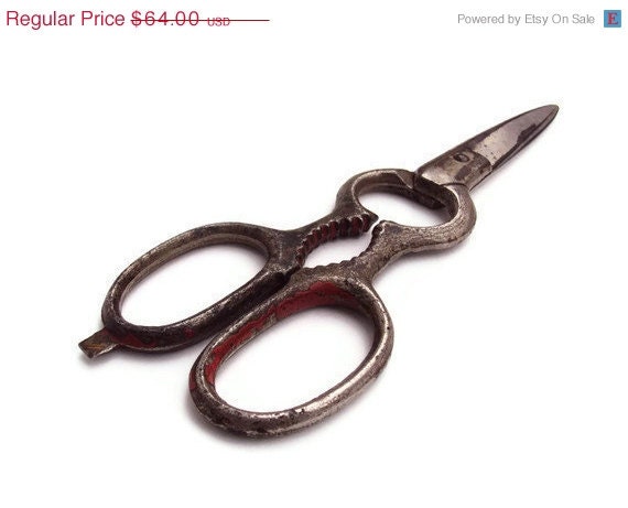 SALE RARE Antique Scissors By R H Macy & Co. (Macy's), Vintage Scissors with Bottle Opener and Nut Cracker, Collectible Shabby Chic Home De - YesterdaysSilhouette