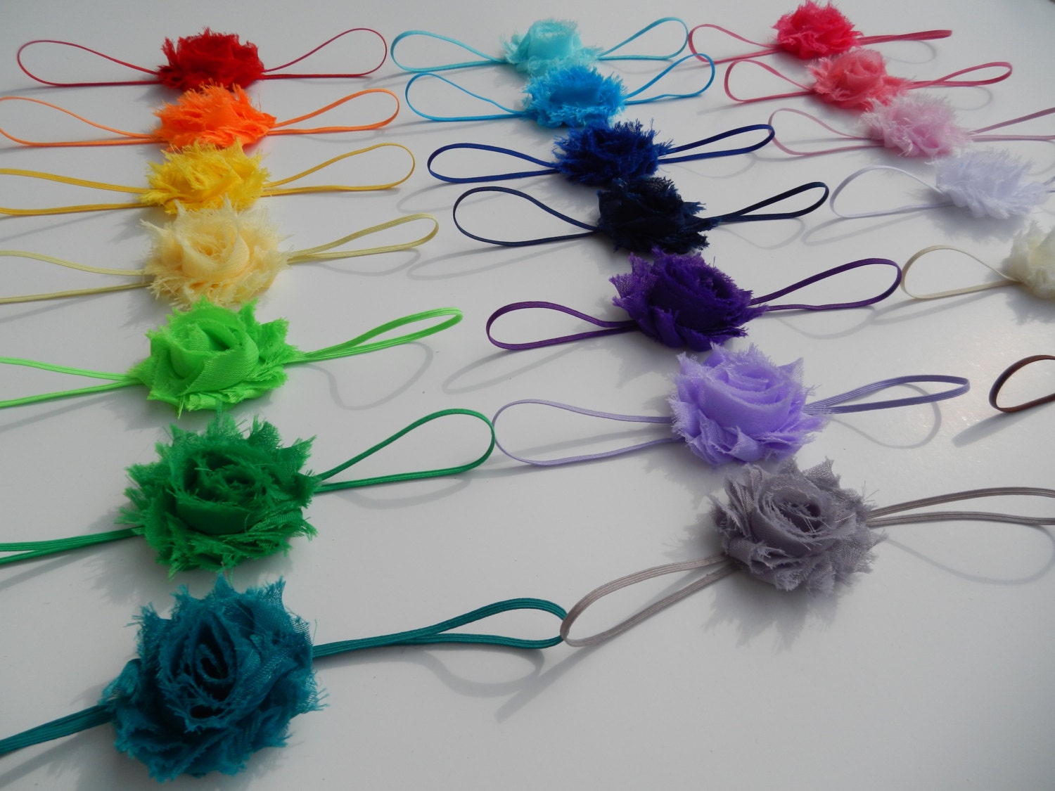 You Pick 5 - MINI Shabby Chic Rose Headband Set - 21 colors to choose from - Infant Headband - Newborn Headband - Children's Headband