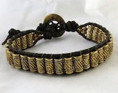 Brass Unisex Single Leather Wrap Bracelet