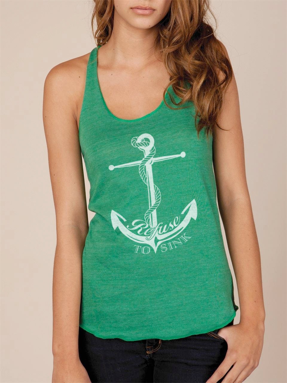 Refuse To Sink Nautical Anchor Eco Friendly Racerback Tank Top