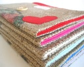 Poppy. Red. Eco Friendly. Upcycled. Burlap. Tshirt. Clutch Purse. Earth Day. Love. Heart. Spring Fashion. For Her. Mothers Day. Gift Idea.