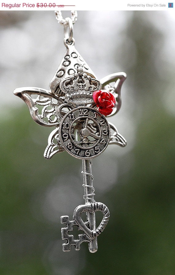 SALE - Alice in Wonderland Key Necklace