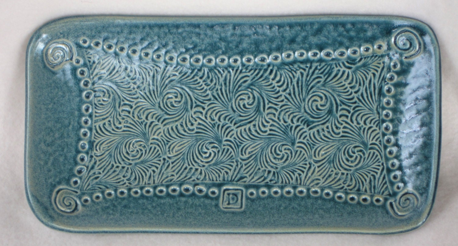 Textured Swirl Platter Blue Serving Dish Centerpiece