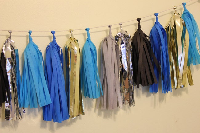 Tassel Garland-18 tassels -Shades of Blue and Gray Il_570xn
