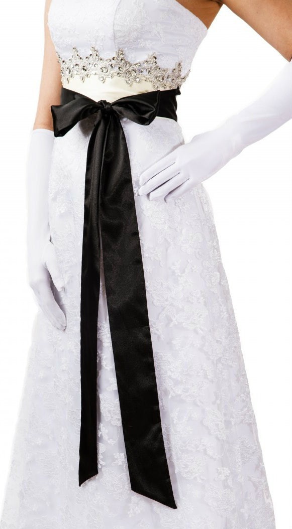 Bridal Sash Belt made from, Rich Black, 3" Wide Double Faced High Quality Satin
