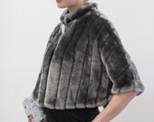 Gray Faux Fur Mink Cape