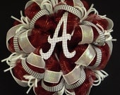 Alabama, Crimson Tide, Bama Fans, Roll Tide, Football Season, Houndstooth, Sports Wreaths, Deco Mesh Wreath, Poly Mesh Wreaths - Item 726