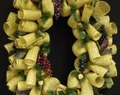 Wine Cellar Decor, Wine Cellar Wreath, Grape Wreaths, Faux Burlap Wreaths, Front Door Wreaths - Item 760