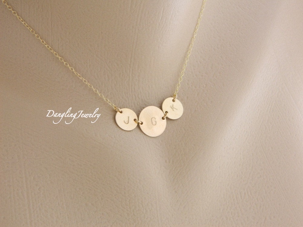 THREE Initial Necklace, Mother's Day Necklace, Monogram Necklace, Initial Jewelry, Personalized Mothers Children Necklace, Mother Daughter