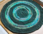 Shades of Green Round Rag Rug Recycled T Shirt Yarn Custom Made Rugs