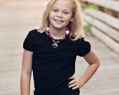 Chunky beaded necklace in hot pink, white and black, bubblegum candy necklace