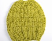 STONE MAXI Lime Hand Knit Wool Beanie