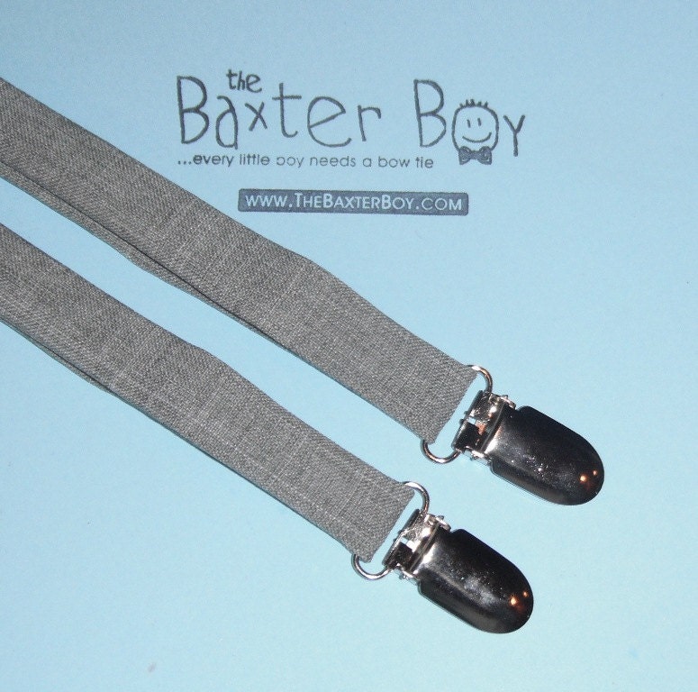 Light grey polyester suspenders for little boys - photo prop, wedding, ring bearer, accessory