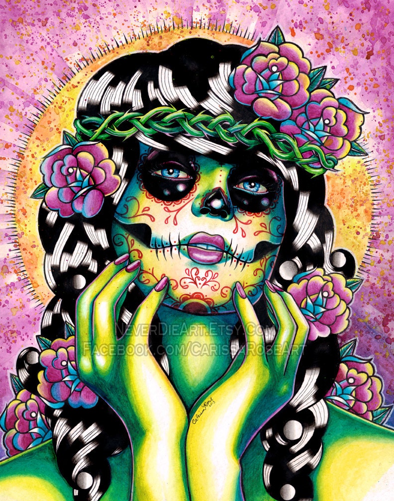 Sugar+Skull+Pin+Up Request a custom order and have something made just for you.