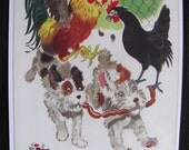 Colorful Illustrated Childrens Book Page - Poster Print - 8 x 11 - Farm Animals - Dog