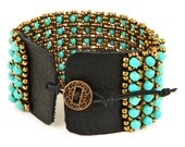 LEATHER BRACELET-Leather and Lace-Turquoise