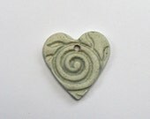 Stamped heart handmade ceramic pendant