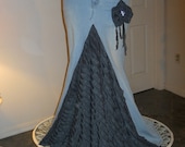 Belle Époque jean skirt dark grey ruffled silk ultra femme bohemian beach goddess mermaid Renaissance Denim Couture