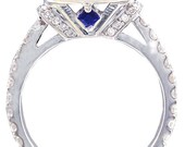 14k white gold round cut diamond engagement ring art deco style halo 2.20ctw