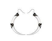Spring Sale - 10 % OFF - SILVER THORN Earrings - Victorian Gothic - Elegant Sharp Femme Fatale - Black Filigrees and Brass Screws