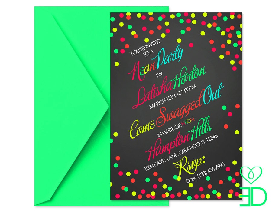 Neon Party Collection - Printable 5X7 Invitation Il_170x135