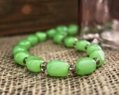 Candy Green Necklace, Chunky Gemstone and Glass Necklace, Bright Spring Colors