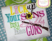 lock up your sons my daddy has guns embroidered onesie or shirt