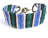 Modern Striped Loom Bracelet In Blue and Green