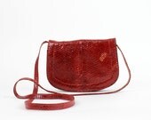 snakeskin crossbody bag / oxblood reptile bag