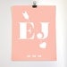 Love Heart Arrow with Initials - Personalised Art Print - Medium Size