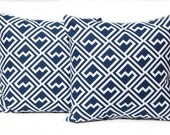 Throw Pillow Cover One Decorative Pillow Home Decor Cushion Covers 20 x 20 Inches - Premier Navy Blue on White Slub Nicole by Premier Print